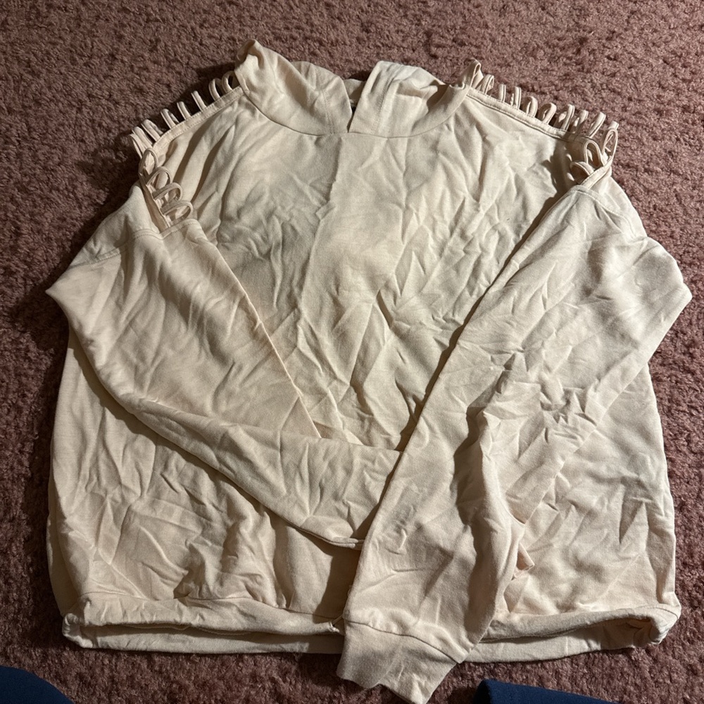 Cream Cutout Shoulder Sweater